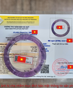 Giấy kiểm định Vòng bản liền thạch anh tím tự nhiên