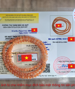 Giấy kiểm đinh vòng tay đá Mặt Trời tự nhiên