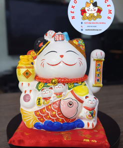 Mèo Thần Tài Khai Trương 20cm cá chép hóa rồng Quà Tặng Ý Nghĩa