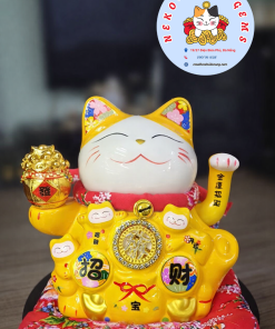 Mèo Thần Tài Khai Trương 22cm ngũ phúc lâm môn vàng