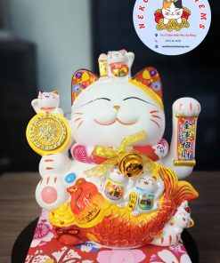 Mèo Thần Tài Khai Trương 25cm cá chép Quà Tặng Ý Nghĩa