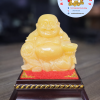 Tượng Phật Di Lặc đá Hoàng Long tay cầm thỏi vàng Kèm đôn gỗ