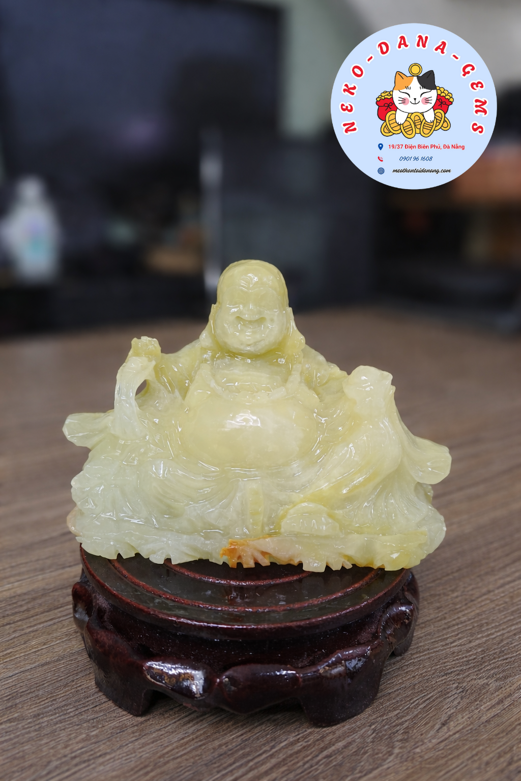 Tượng Phật Di Lặc đá Serpentine 12.5cm