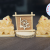 Tỳ hưu phong thủy đá hoàng long để bàn 12cm kem chữ lộc