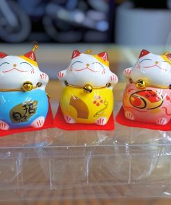 Tượng 5 mèo thần tài tròn ngũ phúc ngũ sắc 5cm