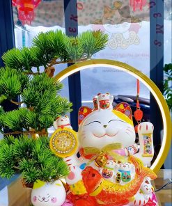SET VÒNG LED 35CM KÈM MÈO THẦN TÀI 20CM