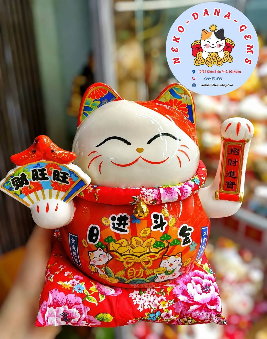 MÈO THẦN TÀI NHẬT TIẾN ĐẨU KIM SIZE 21CM