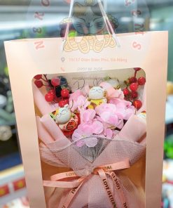 TÚI BÓ HOA KÈM 5 MÈO THẦN TÀI MINI 5CM